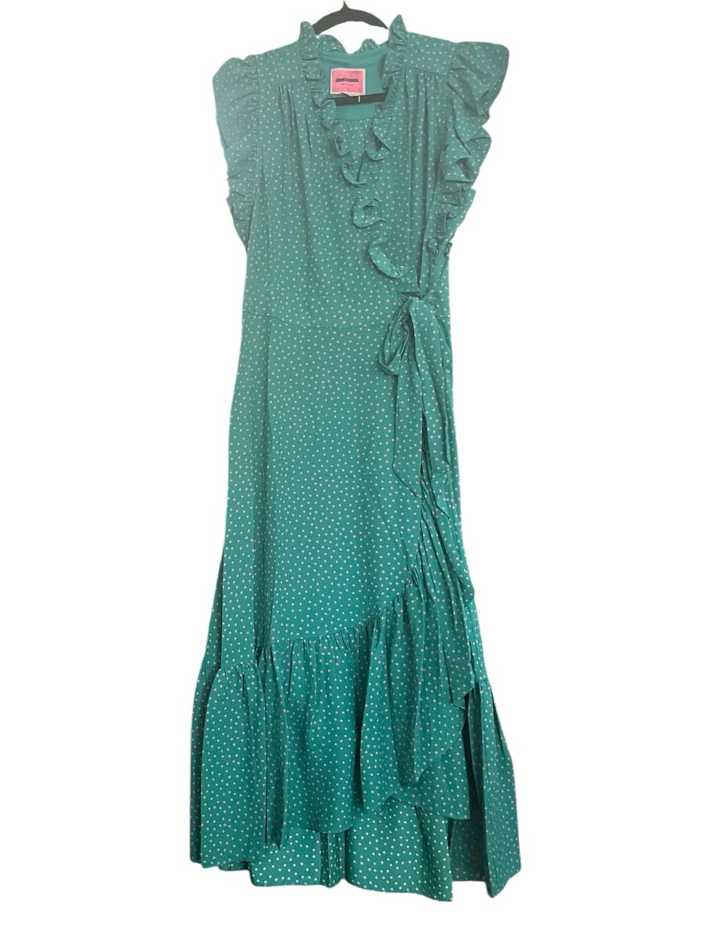 NWOT Kate Spade Teal Dot Ruffle Wrap Midi Dress Various Sizes 4,10 - Picture 2 of 5